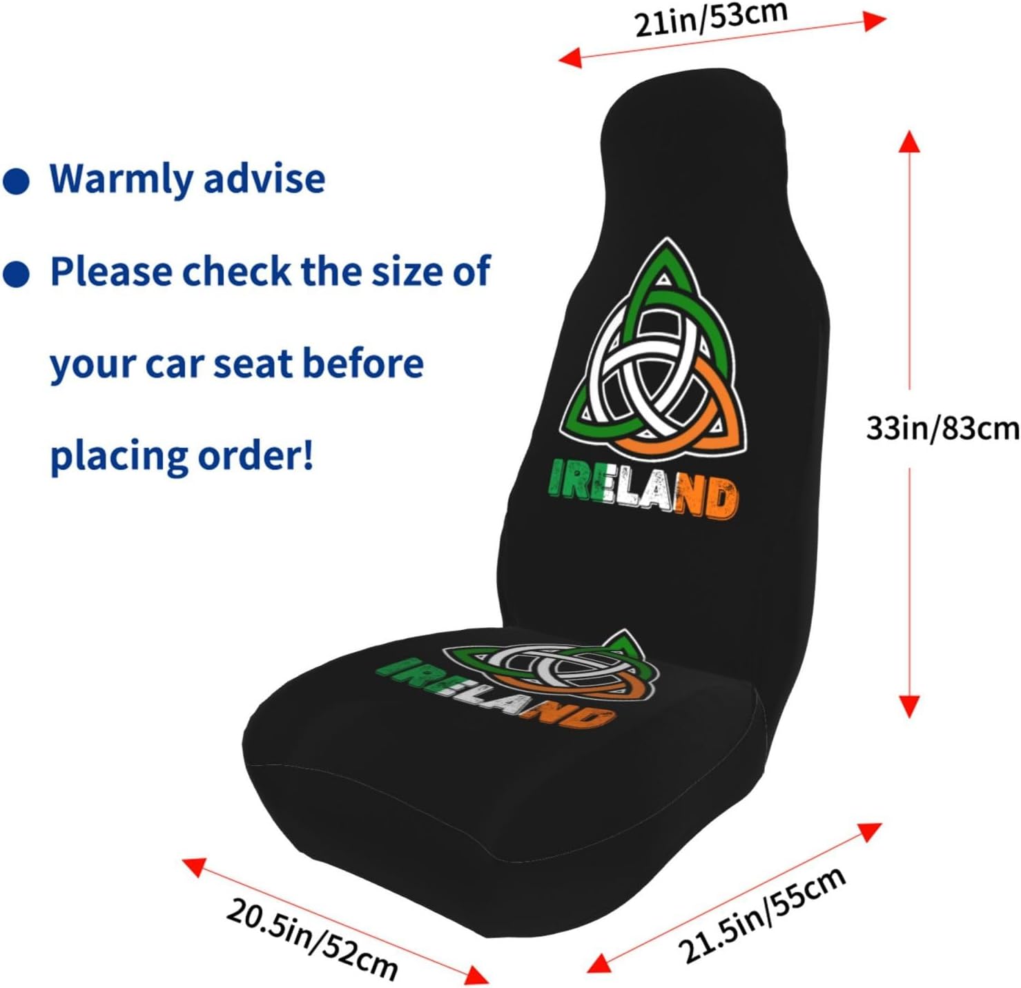 Ireland Map Irish Flags Car Seat Covers Seats 2 Piece Universal Fit Automotive Funny Cute Front Seat Covers for Women Men Easy to Install for Car Auto Trucks SUV