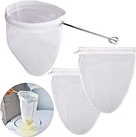 WMKGG Ultra Fine Mesh Strainer Bags with Stainless Steel Frame - Reusable Nut Milk, Juice, Coffee Filter (Small, 3-Pack)