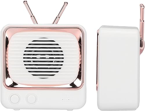 Miniatura 3 de SUNGOOYUE Retro TV Style BT 5.0 Wireless Speaker, Macaron Design, ABS Plastic, 3W Output, 8-9 Hours Battery Life, Portable with HiFi Sound (White)