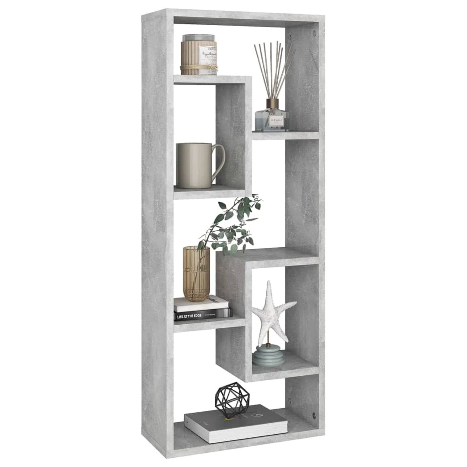 Gecheer Mensola sospesa, scaffale a muro, 36 x 16 x 90 cm, legno multistrato, grigio cemento, for ufficio, bagno, camera da letto, soggiorno, cucina