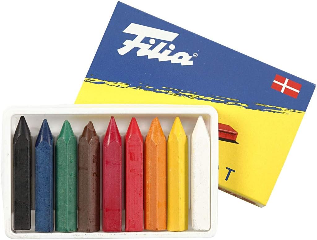 Oil Crayons, thickness 7x7 mm, L: 5 cm, 9 asstd