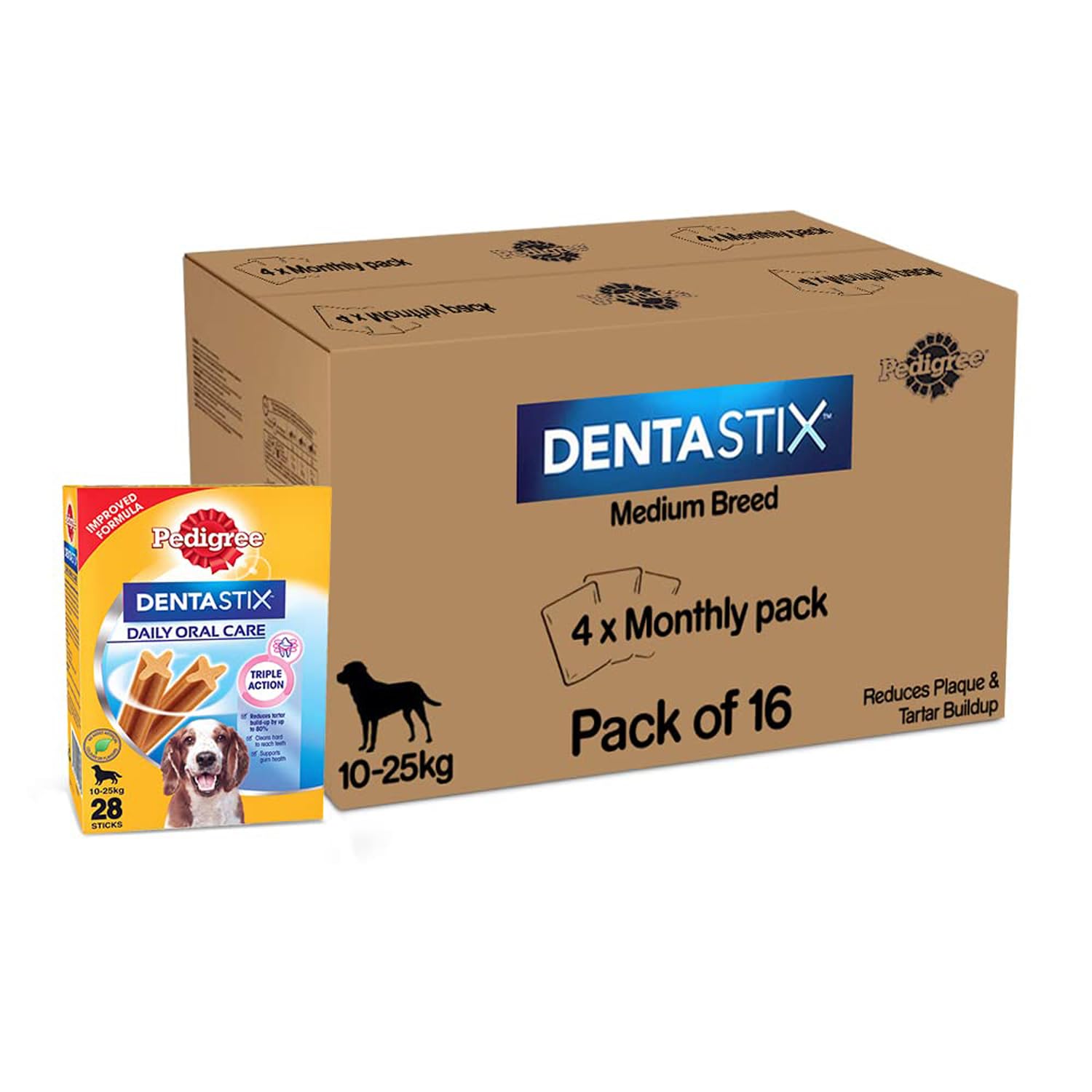 Pedigree Dentastix Oral Care Dog Treat, Adult Medium Breed (10-25 Kg), 2.88 Kg (Pack Of 16), Recommended By Vets, Supports Gum Health, Reduces Risk Of Gum Diseases, Stick (B08Z84QL3W) Amazon Price History, Amazon Price Tracker