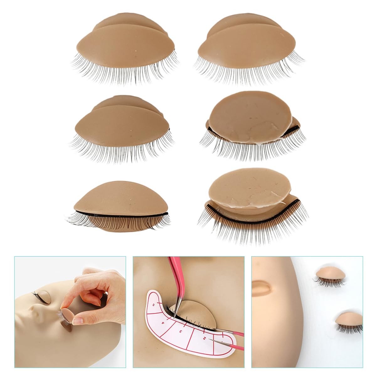 HAPINARY Replaceable Eyelash Head Molds 3 Sets of Removable Makeup Practice Eyes Lash Extension Training Tools