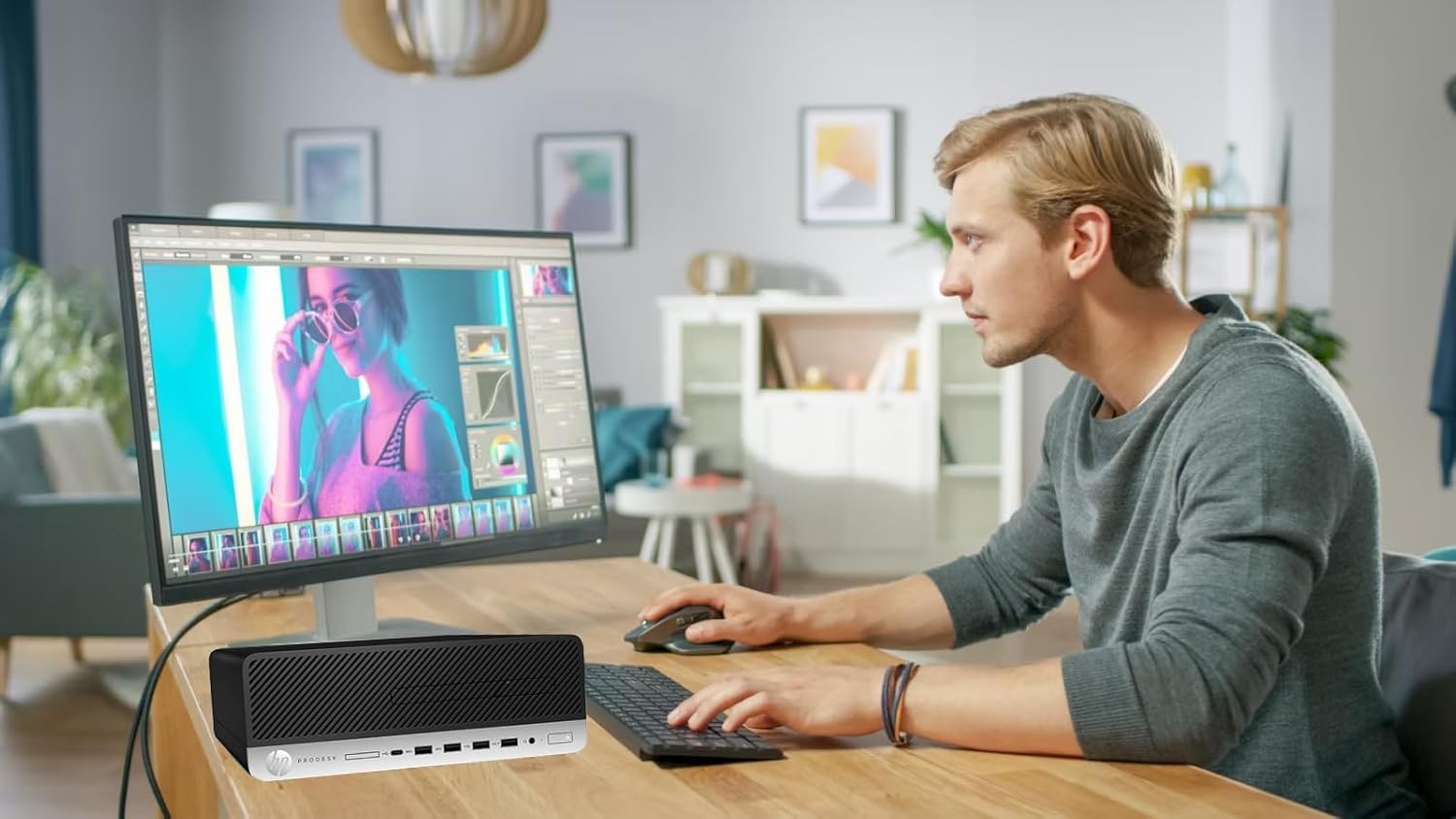 HP ProDesk 600 G4 SFF PC Ordinateur de Bureau, Intel Core i7-8700 3.2GHz, 8 Go RAM, SSD 256 Go, HDMI, Clavier QWERTY, Souris, USB WiFi, Windows 11 Pro (reconditionné)