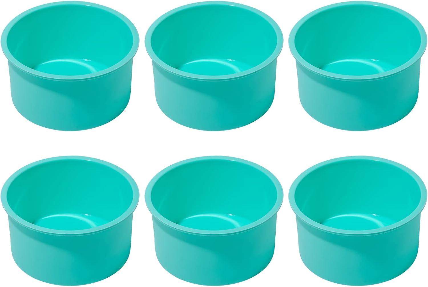 Silicone Mini Round Cake Molds, 4 Inch, Green, Set of 6