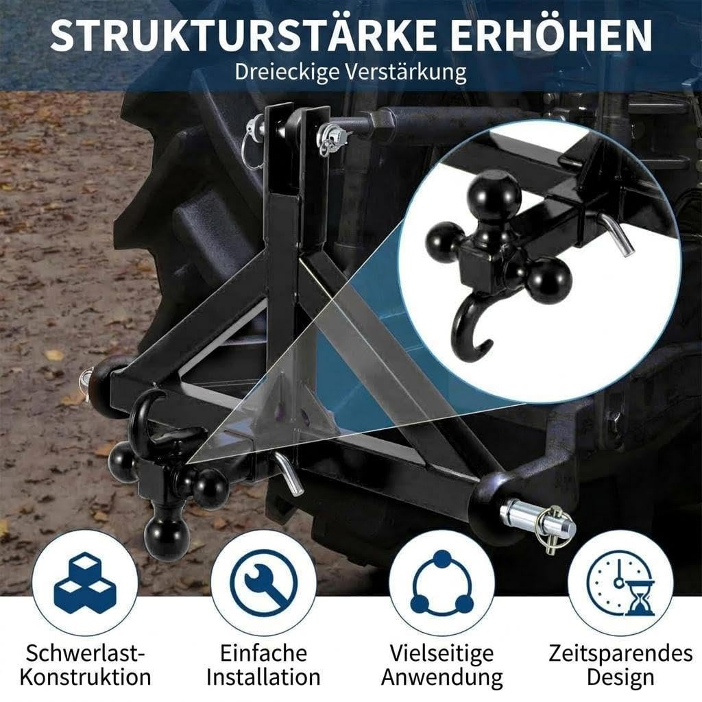 GarveeTech 3-Punkt-Anhängerkupplung Kat 1 4,5t, Traktor Ackerschiene