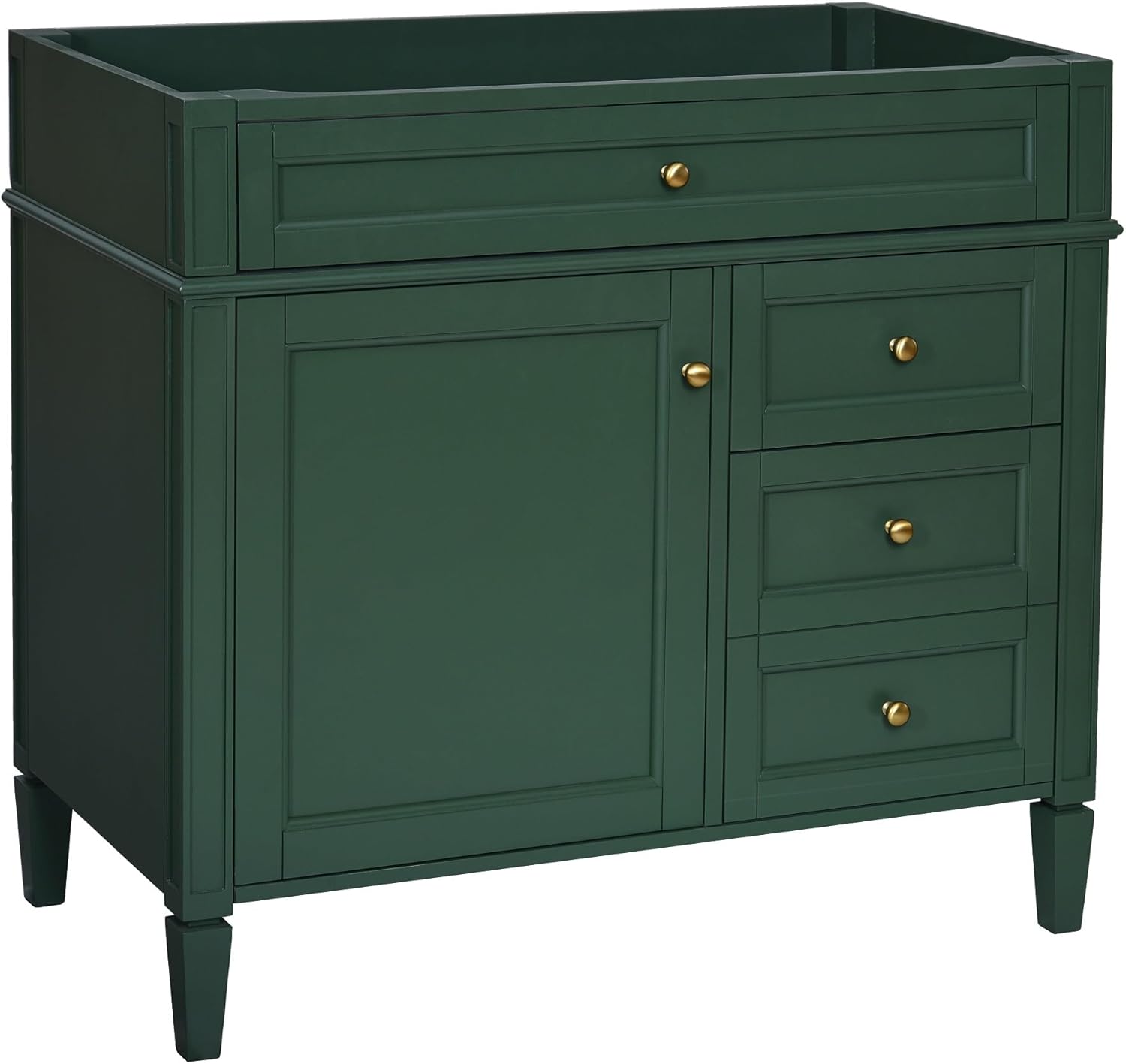 LZ LEISURE ZONE 36'' Bathroom Vanity Without Top Sink, Modern Bathroom Storage Cabinet with 2 Drawers and a Tip-Out Drawer, Only Cabinet, Green