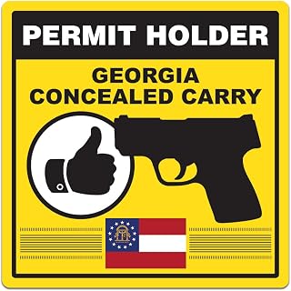 Yellow Georgia Concealed Carry Permit Holder CCW Sticker Decal 4"x4"