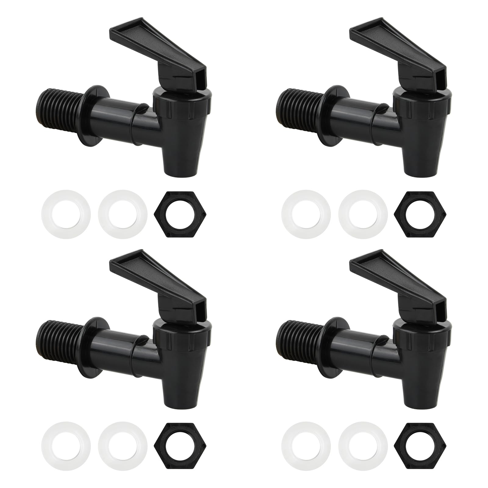 4 Confezioni Rubinetto, Rubinetto Plastica Rubinetti Di Ricambio Per Dispenser, Rubinetto Per Tanica Riutilizzabili, Per Dispenser Di Succo, Caffè, Acqua, Fusto Di Birra, Nero