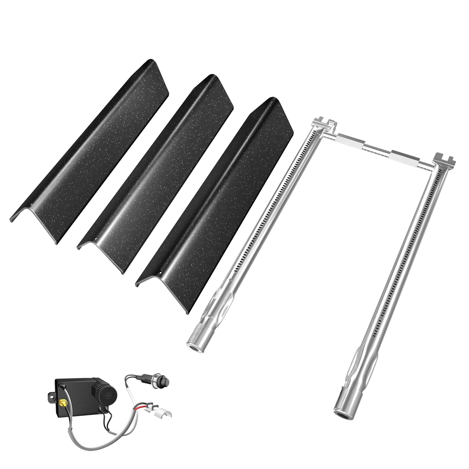 Hisencn 7635 Flavorizer Bars and 69785 Grill Burner for Weber Spirit I & II 200 with Front Control, Spirit E210 E220 S210 S220, for Weber 15.3 Inch 7635 Heat Plate, 69785 Burner and 7642 Grill Igniter