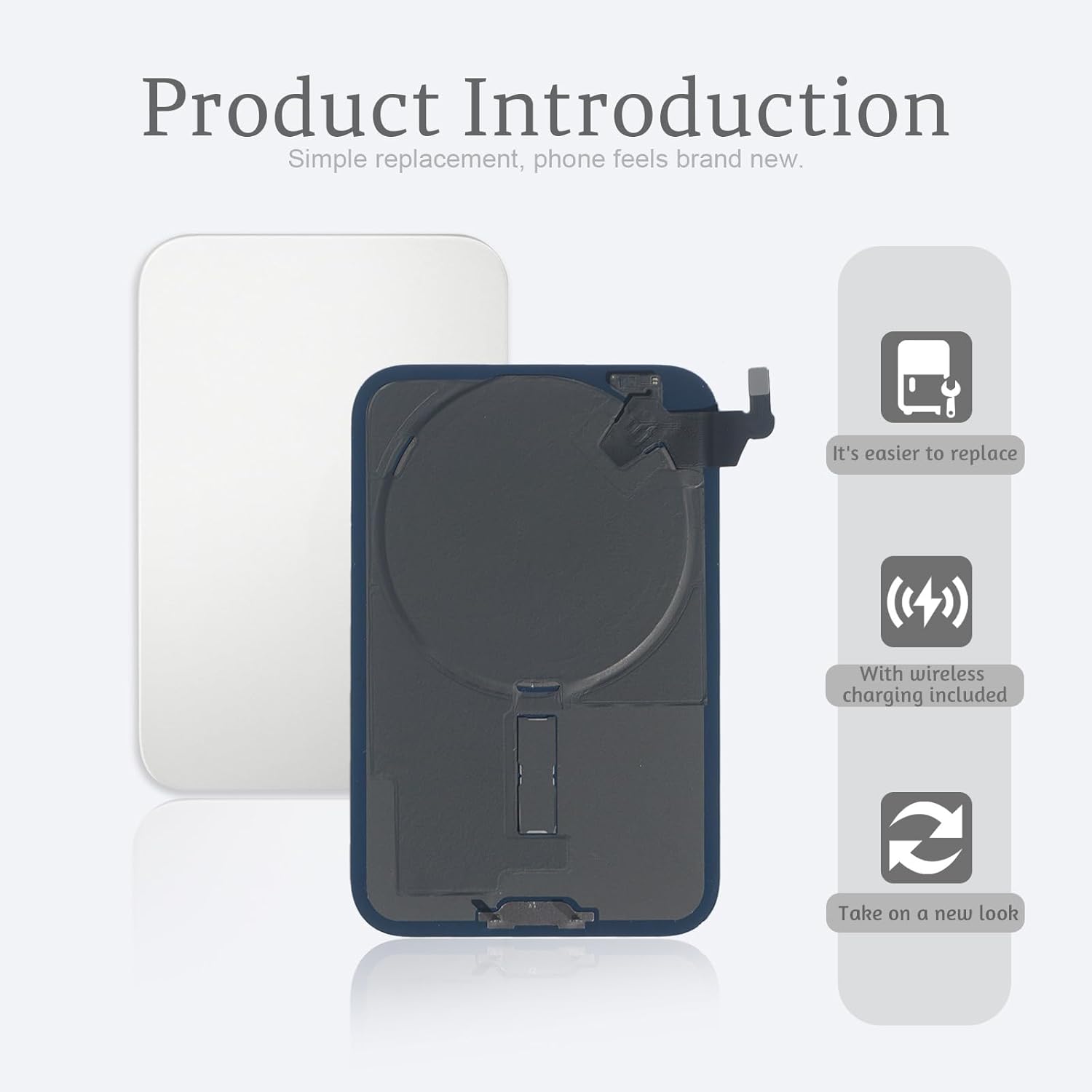 Back Glass Replacement for iPhone 17 Pro(6.3 inches,Silver) Integrated Glass & Wireless Charging Repair Tools are Included