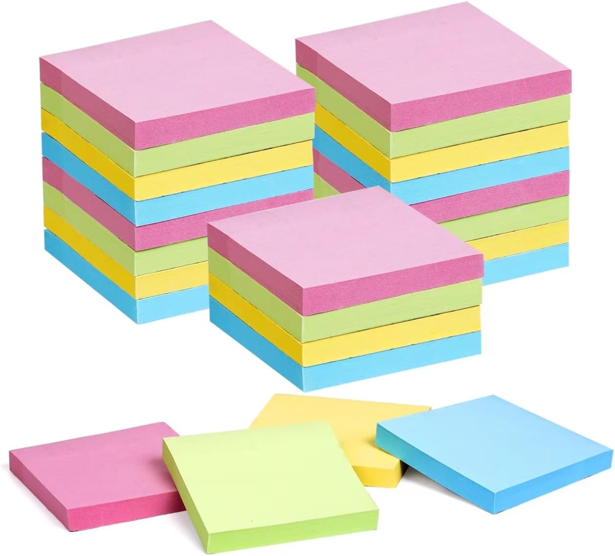 IDEAHOME Sticky Notes 24 Pads 3 x 3 Inch, Self Stick Pads Vintage Colorful Sticky Notes 100 Sheet/Pad