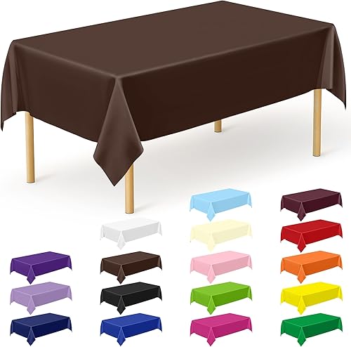 Miniatura 13 de Paquete de 4 manteles desechables de plástico para fiestas, 54" x 108" manteles rectangulares blancos y dorados, mantel impermeable para mesas Punto