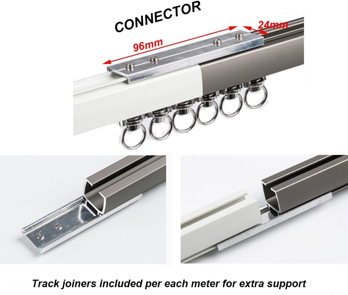 Binario per tenda, in alluminio resistente, per montaggio a soffitto e parete, per uso interno/esterno