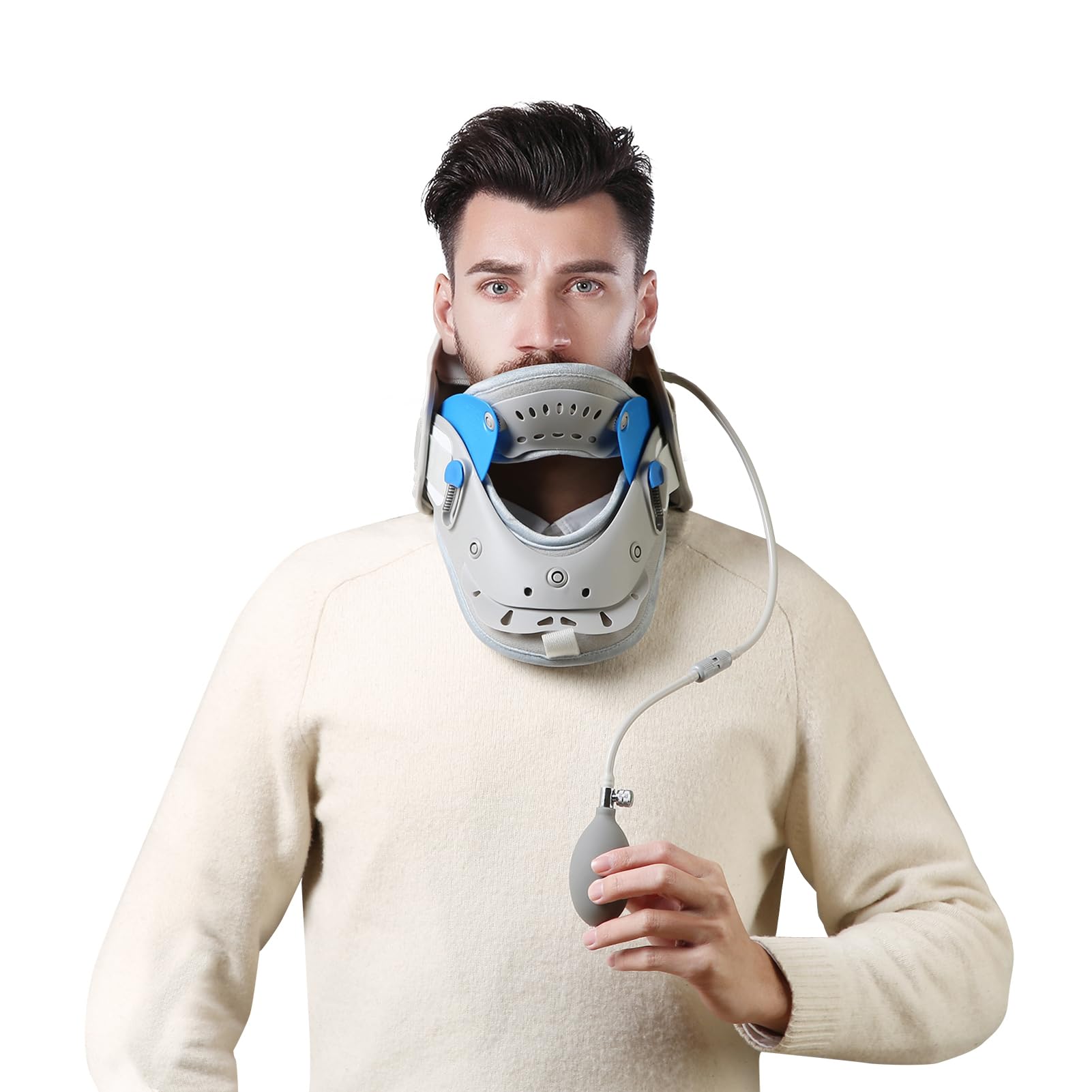 Cervical Neck Traction Device,Graphene Heating Pack, Spine Alignment Decompression with Airbag,Adjustable Pain Stiffness Relief Device