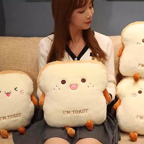 Miniatura 8 de Toast Bread - Almohada de felpa de pan, almohada de felpa de alimentos con bolsillo para las manos, gran opción de regalo para niños y adultos (15.7