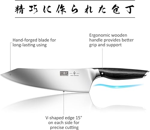 Miniatura 2 de HOSHANHO Juego de cuchillos de cocina de 16 piezas con bloque, juego de bloques de cuchillos de acero de alto carbono, juego de cuchillos de chef