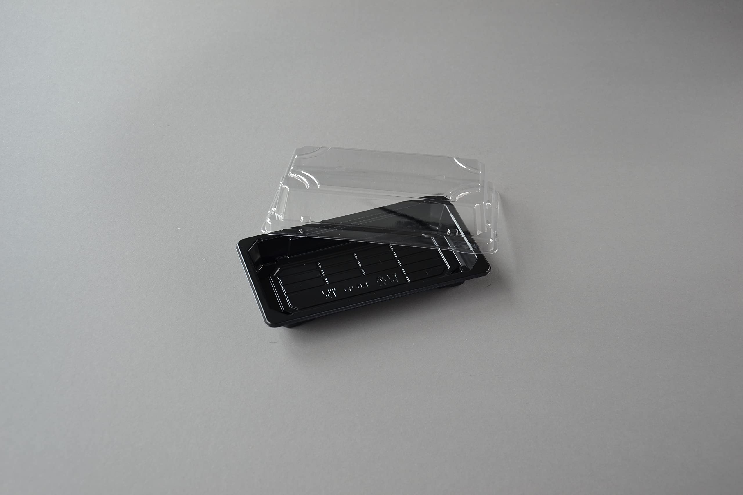 400 Stück Sushi Schalen OP 0.4 mit Deckel (168×93×31 mm) Sushibox Sushi-Verpackung Tray Take Away Box Schale, Schale-Schwarz, Deckel-Transparent