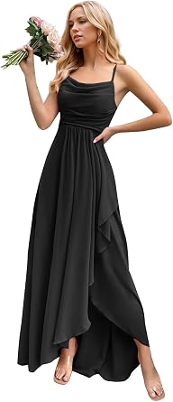 Bridesmaid Dresses for Wedding 2026 Chiffon A-line Scoop Neck Long Formal Bridesmaid Dress with Slit