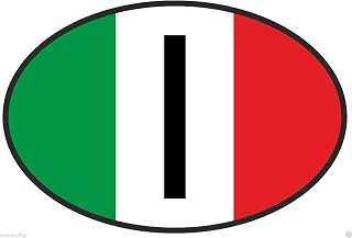 I Italy Country Code Oval with Italian Flag Bumper Sticker Decal Vinyl - Made in USA 4 in. x 3 in.