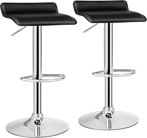 Miniatura 11 de Juego de 4 taburetes de bar, taburetes de bar giratorios ajustables de piel sintética con reposapiés, base cromada, sillas de bar modernas