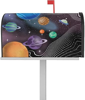 Magnetic Mailbox Cover Classic Carton Solar System Universe Planets Outer Space Standard Size Removable Post Letter Box Cover Waterproof Garden Yard Outdoor Decoration