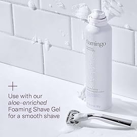 Flamingo Shaving Razor Set for Women - Razor Handle, 4 Razor Blade Refills, Shower Holder - Chrome