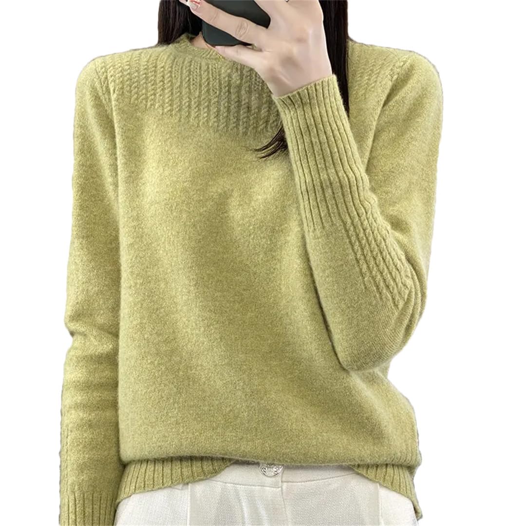 Maglione Autunno E Inverno da Donna in Lana con Collo A O in Tinta Unita Maglione Lavorato A Maglia Caldo Allentato