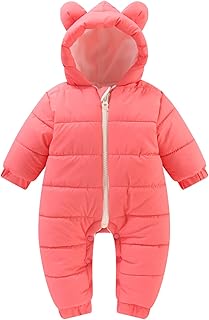 Casaco de inverno para meninos tamanho 10 recém-nascido bebê meninas meninos inverno quente macacão de neve orelhas de urso macacão com capuz (vermelho, 3-6 meses)
