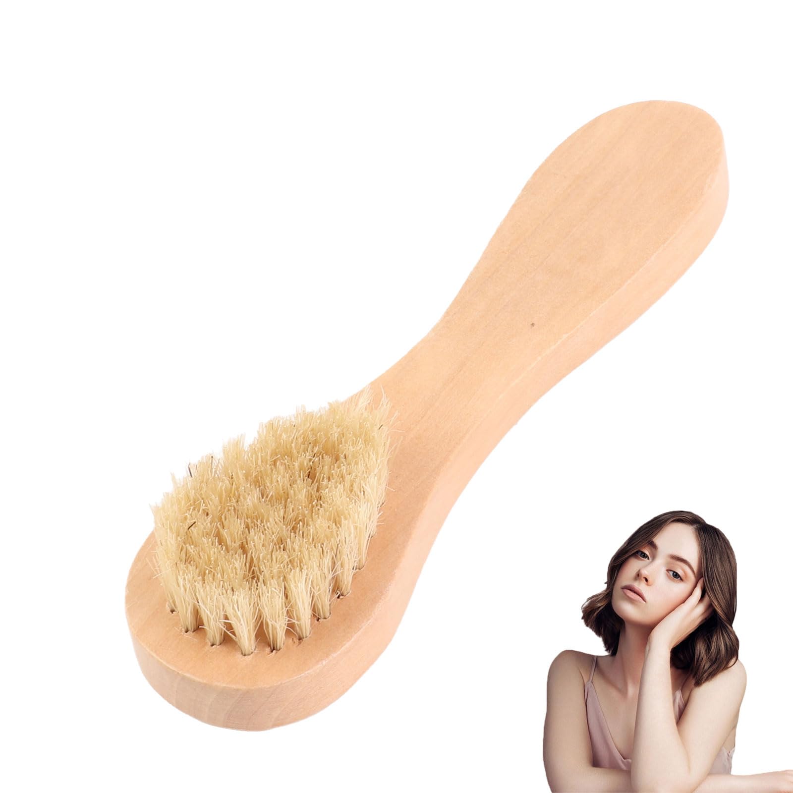 Salmue Wooden Handle Facial Brush, Gentle Peeling for Sensitive Skin, Exfoliation and Cleansing