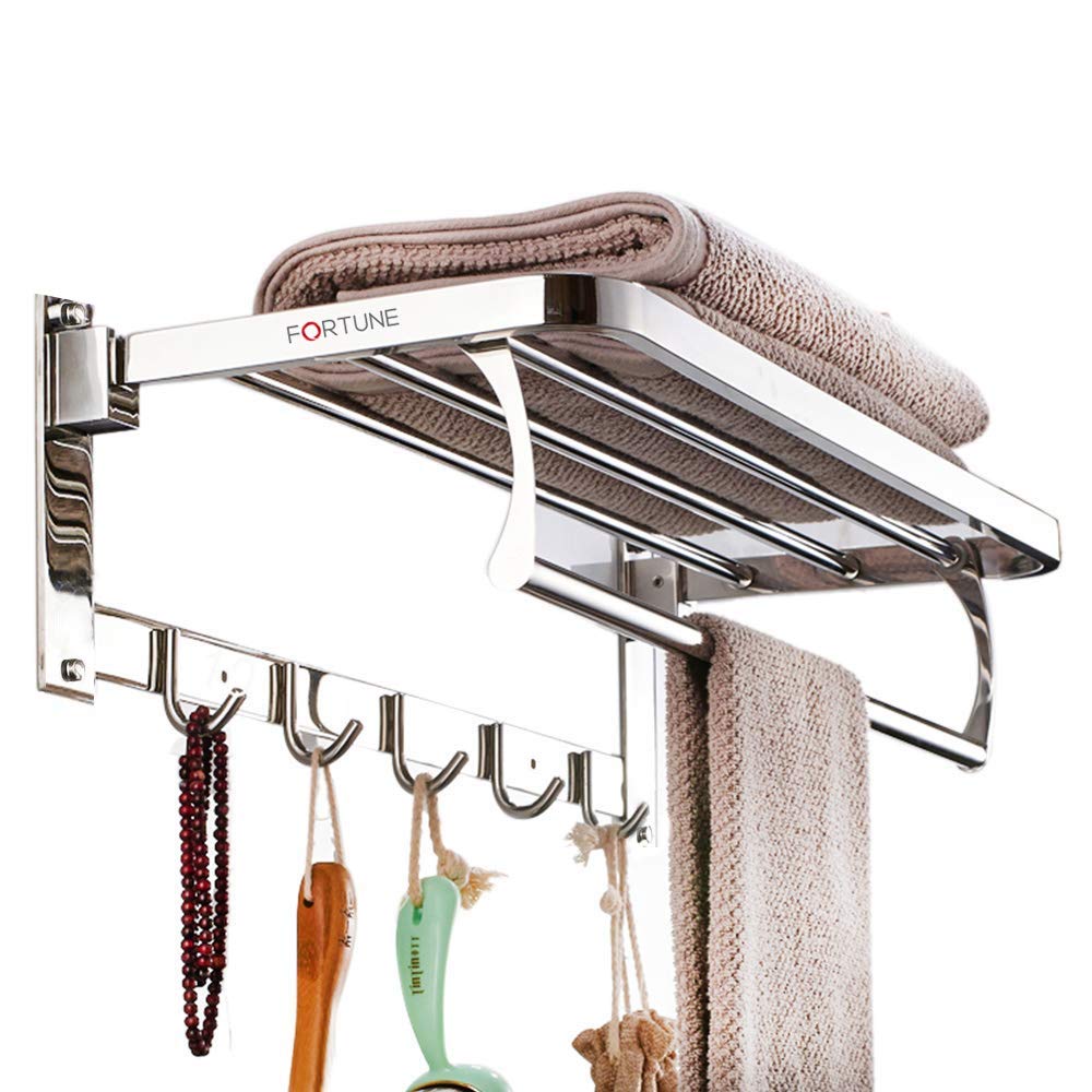 FORTUNE Luxurious Stainless Steel Folding Towel Rack | Towel Stand | Towel  Hanger | Towel Holder | Rack Shelf | Bathroom Accessories (Square) - (18  Inch) : Amazon.in: Home Improvement