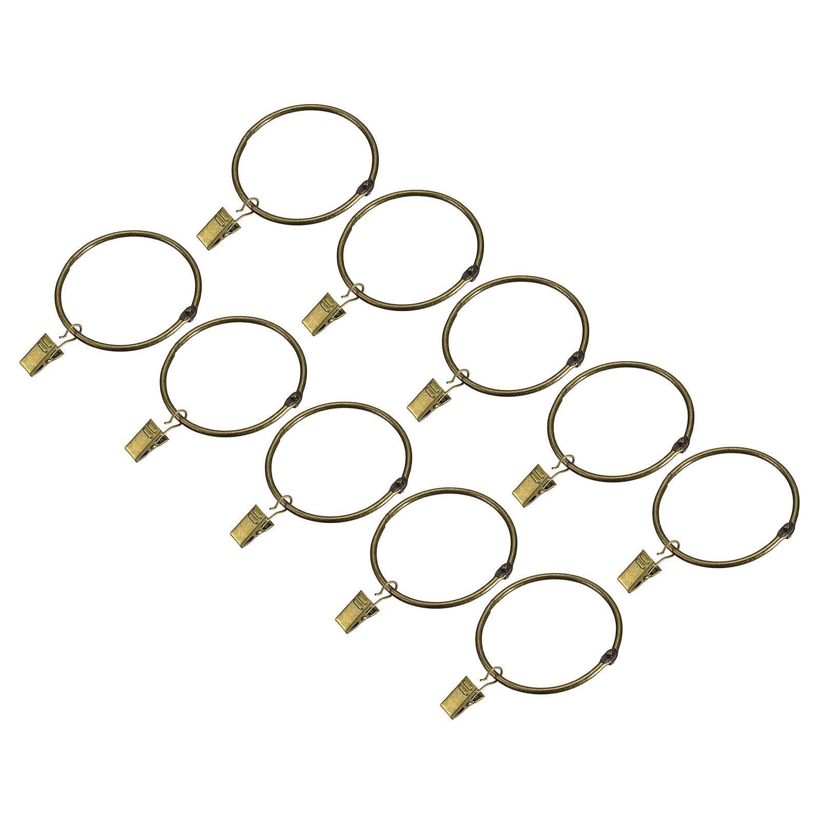 sourcing map Curtain Rings with Clips, 14pcs - Carbon Steel Drapery Curtain Clip Rings, 3 Inch Curtain Clip Rings Hooks for Curtain Rod (Bronze)