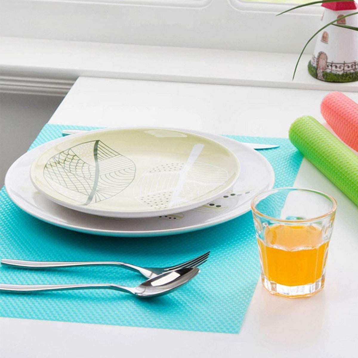 Tappetino Per Frigorifero Antiscivolo Riutilizzabile - 3 Pezzi 29x45 Cm In EVA - Blu, Verde, Rosa - Tagliabile E Lavabile - 4