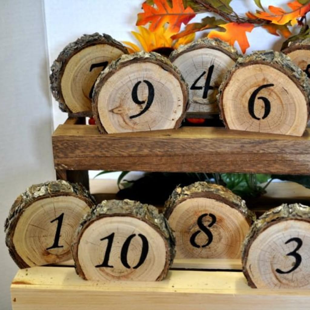 1-10 Escort Rustic Wooden Table Number Sign for Party Wedding Reception and Table Decorations