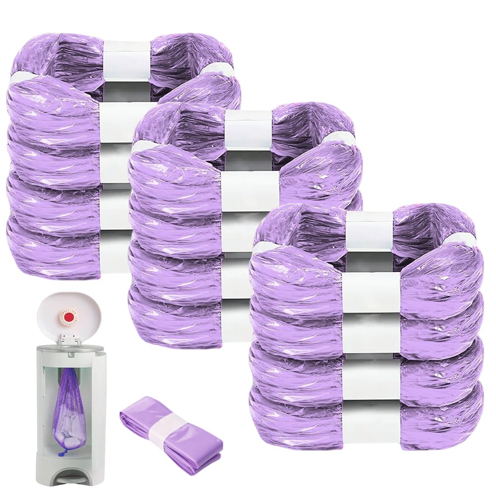 Nappy Bin Refill, HOVCEH 12 PCS Twist and Click Nappy Bin Refills, Smell Proof Na-ppy B-in Bags, Na-ppy Sacks Compatible with Tommee Tippee, Angelcare, Simplee Sangenic, Purple