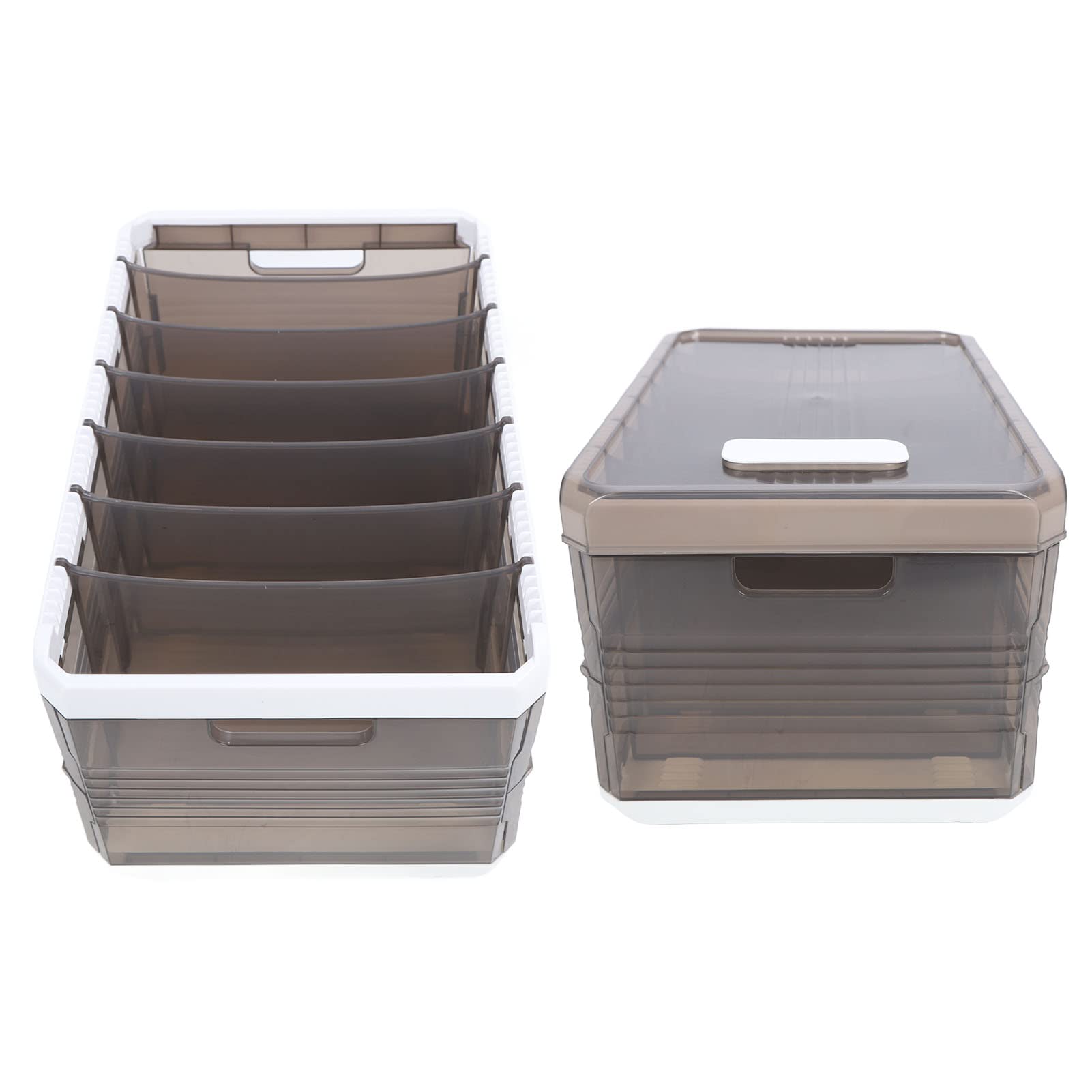 Caja de almacenamiento plegable con compartimentos para ropa, organizador de armario con diseño de riel deslizante, organizador apilable para pantalones, calcetines y camisetas, (con Tapa 7 Rejillas)
