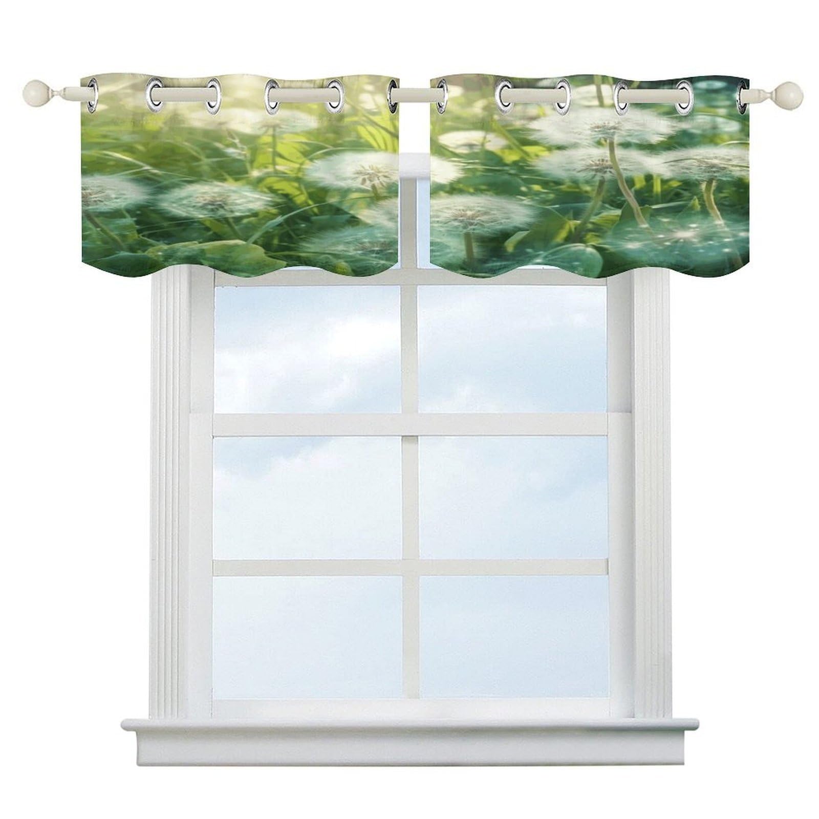 Fekiloot Style Dandelions On The Grass Short Curtains Valance Curtain
