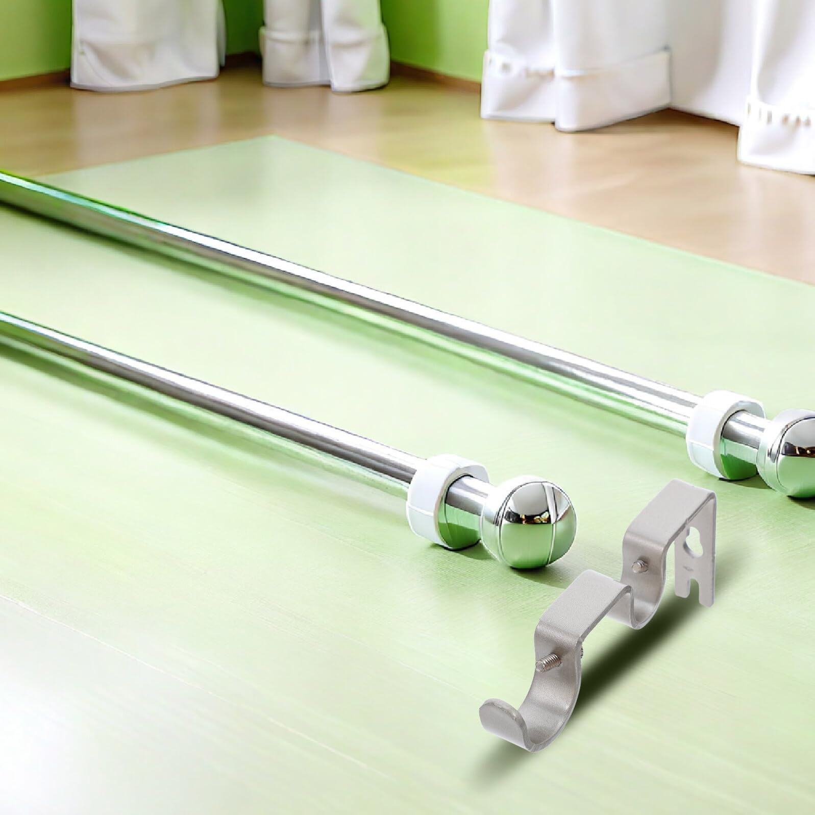 Veemoon Supporti per Bastone Tende in Ferro Argento, 6 Pezzi | Compatibilità, Montaggio Semplice, Staffe per Asta Finitura Argento e Set Completo
