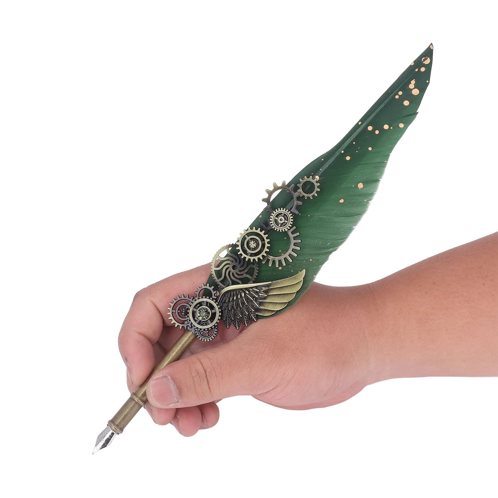 Ensemble De Stylos Plume Avec 5 Plumes De Rechange Et Ouvre-lettre, Stylo Plume Rétro, Stylo De Calligraphie, Coffret Cadeau Pour Amoureux, Aînés, Enseignants(vert)