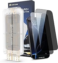 MAGIC JOHN 3rd Gen Upgraded - Protector de pantalla para iPhone 16 Pro Max (6,9 pulgadas) para protección de privacidad de cristal templado, eliminación de polvo automático, antiespía de 25°, dureza