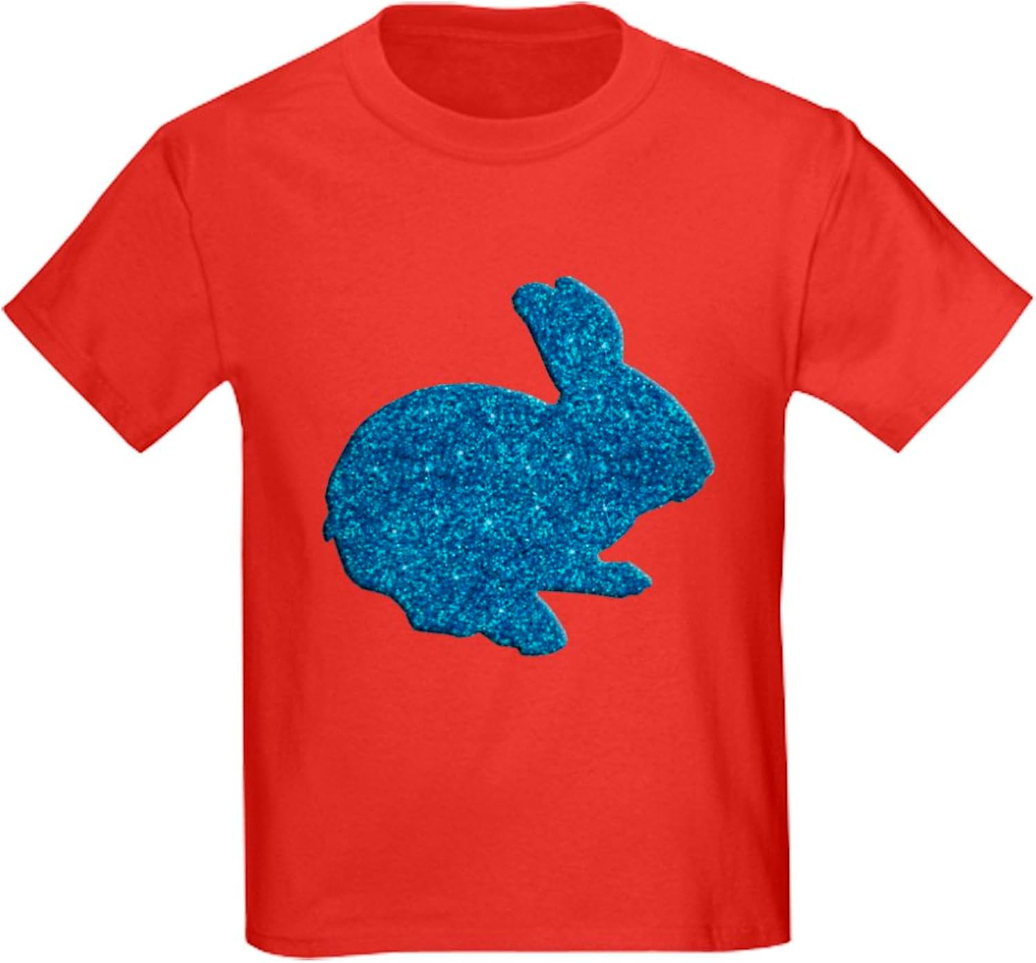 CafePress Blue Glitter Silhouette Easter Bunny T Shirt Kids Dark Cotton T-Shirt