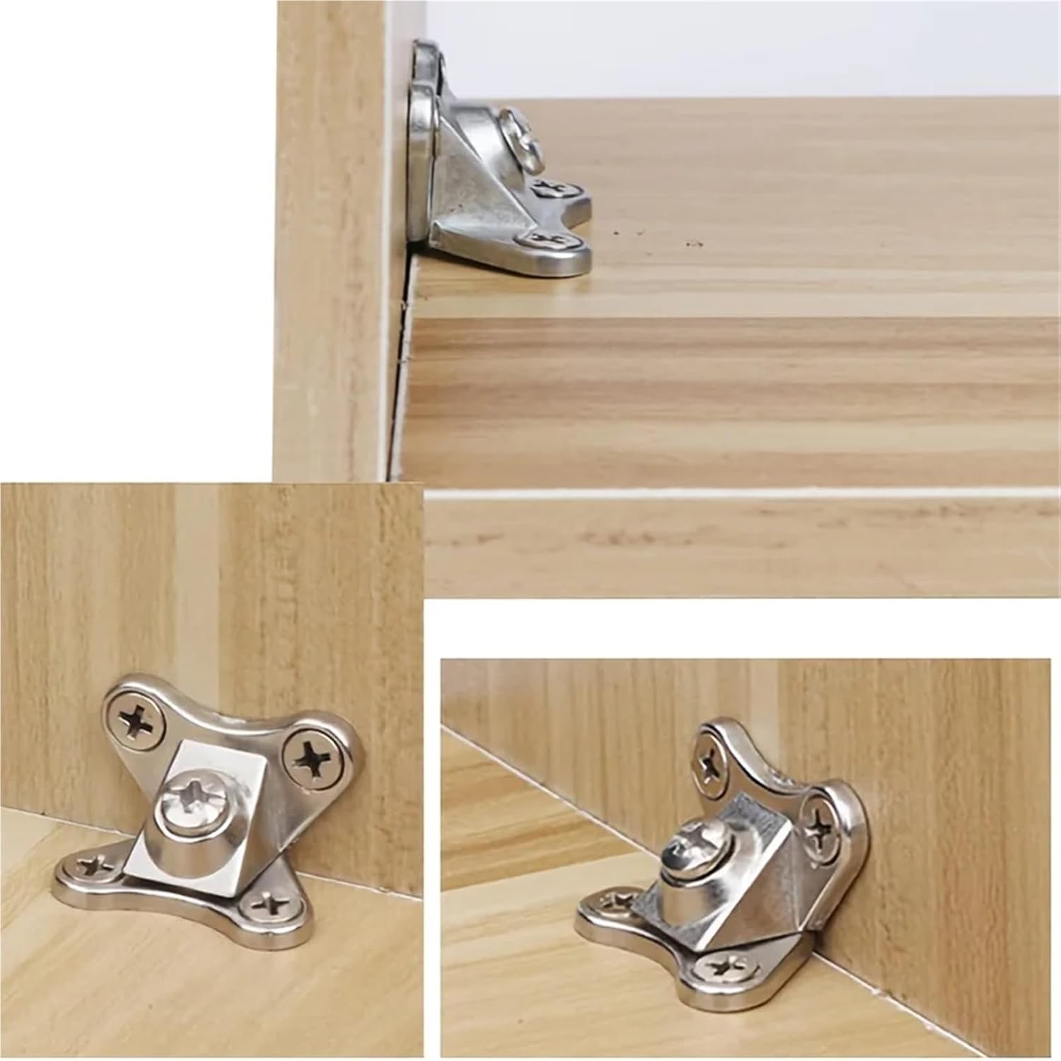 4 Pcs Stainless Steel Corner Brace, Heavy Duty Right Angle Bracket for Furniture, 90 Degree Joint Fastener for Wood Cabinets, Shelves, Drawers, Wardrobes