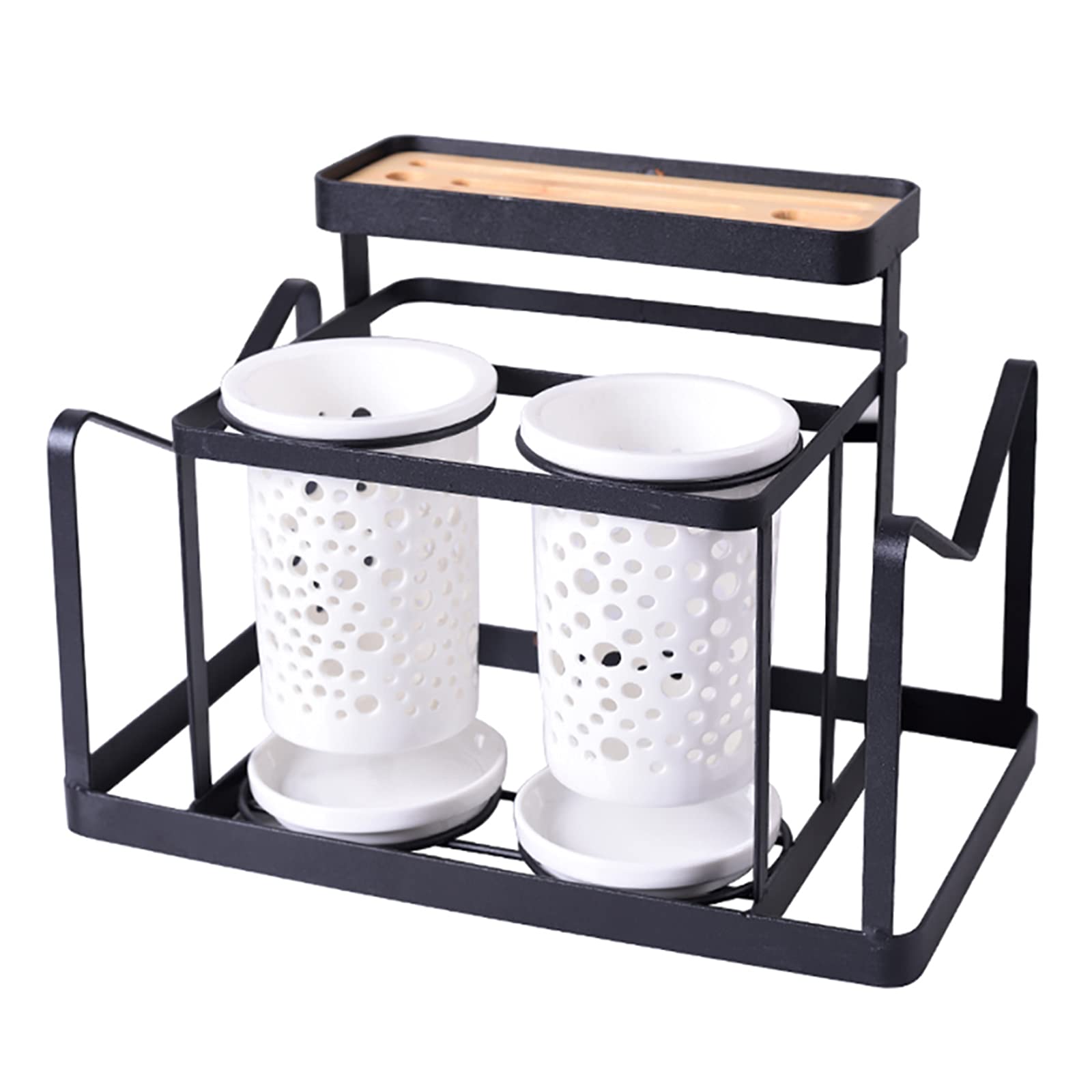 Soporte de utensilio de cocina 3 en 1, bloque de cuchillos grande y cilindro de secado