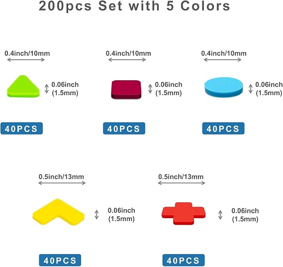 Bump Dots for Visually Impaired 200 Pcs Combo Pack(Yellow&Red&Blue&Purple&Green) - Low Vision Aids Braille Stickers Raised Tactile Dots for Elderly, Blind