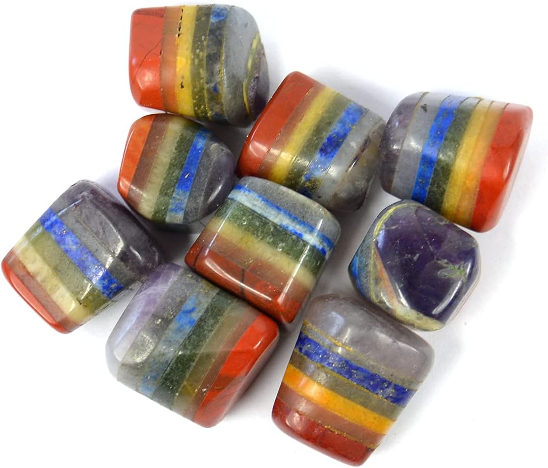 Reiki Crystal ProductsReiki Crystal Products Natural 7 Chakra Bonded Tumble Stone Raw Rough Stone for Reiki Healing and Crystal Healing Tumbled Stones Pack of 100 Gram (Color : Multi)