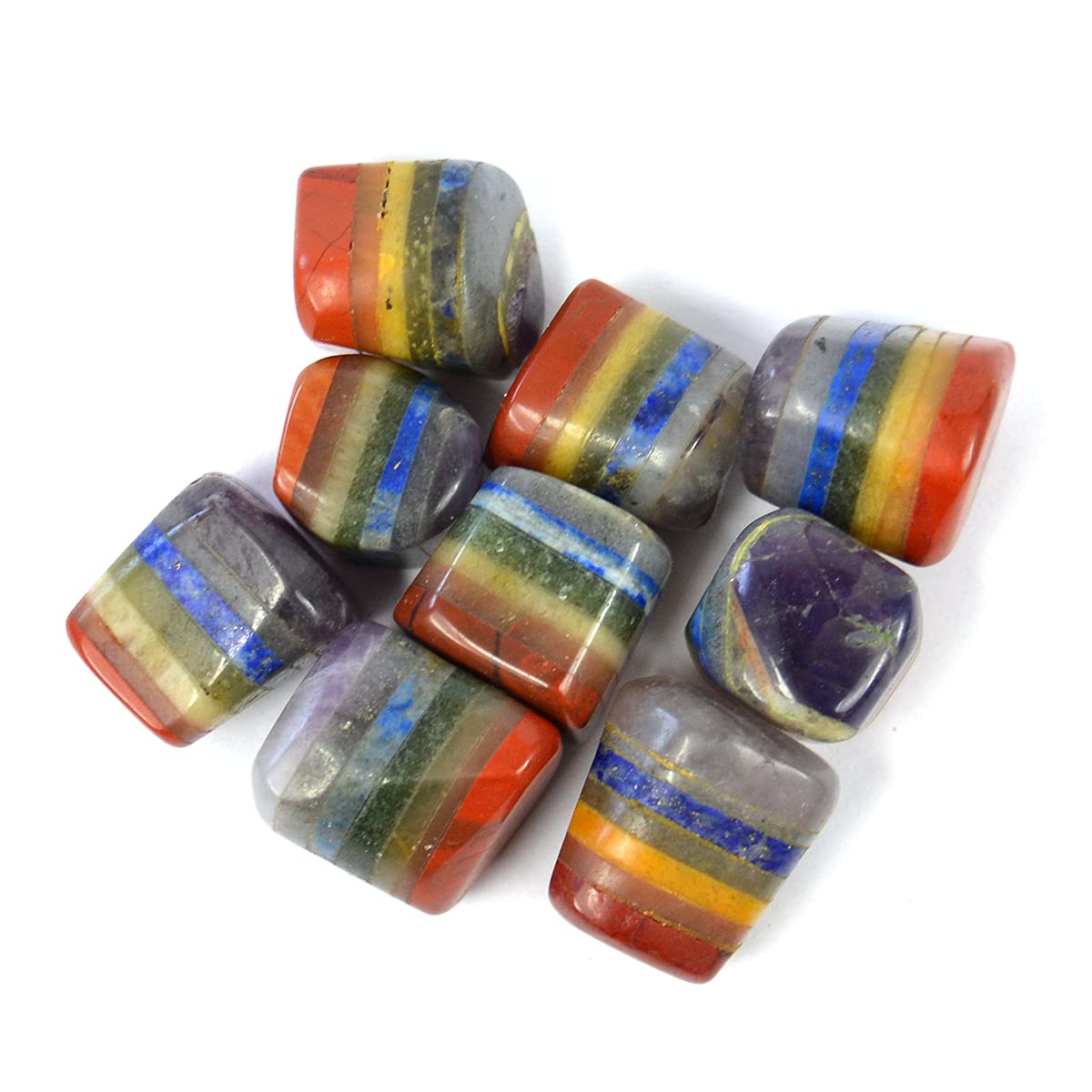 Reiki Crystal ProductsReiki Crystal Products Natural 7 Chakra Bonded Tumble Stone Raw Rough Stone for Reiki Healing and Crystal Healing Tumbled Stones Pack of 100 Gram (Color : Multi)