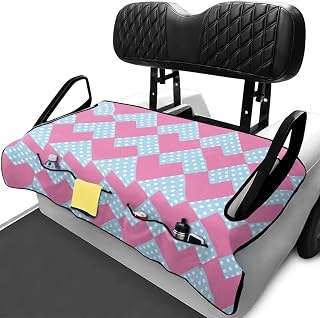Pink Golf Cart Seat Covers Blue Golf Cart Cover with Front Pockets, Winter Warmth Fit Golfcart Front Seat Kit Easy Install, Regular Size for 2-Person Seats