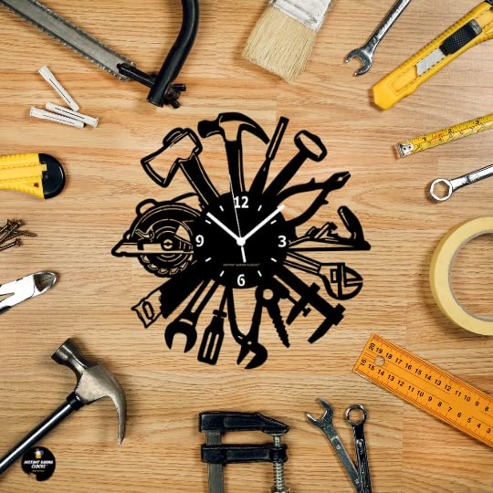 Image secondaire de Horloge Murale en Bois Noir Instant Karma - Design Mécanique pour Garage et Maison