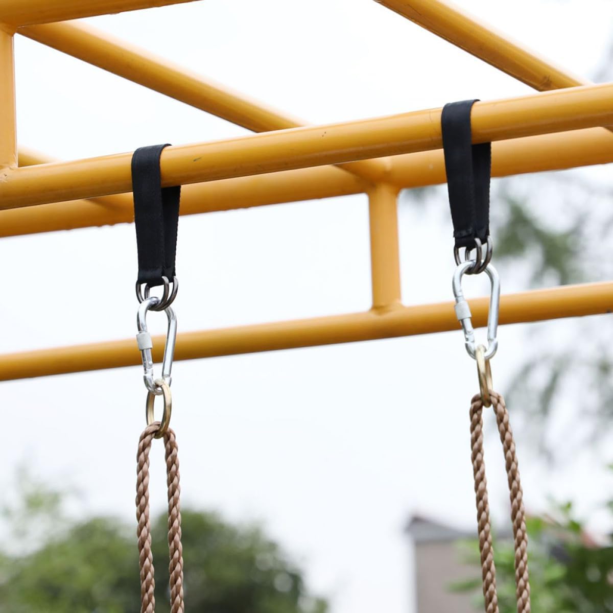 6pcs Outdoor Camping Hammock Ropes with Fastener Buckles Polyester Tree Swing Hanging Straps for Backyard Garden Hiking and Picnic Use
