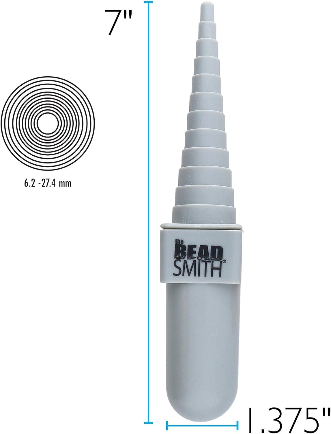 The Beadsmith Stepped Round Mandrel – Plastic Wire Wrap Tool – Creates 12 Diameters 6.2-27.4mm – Comfortable Handle – Will Not Mar Wire – Metal Jewelry Forming and Shaping Tool